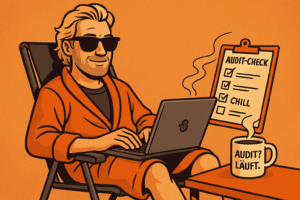 datenschutz dude im liegestuhl mit audit checkliste