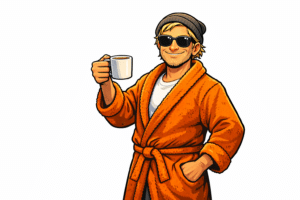 datenschutz dude freigestellt mit kaffeetasse