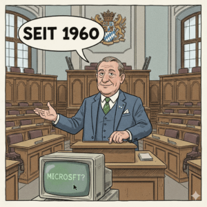 Füracker behauptet im Bayerischen Landtag "Microsoft seit 1960"